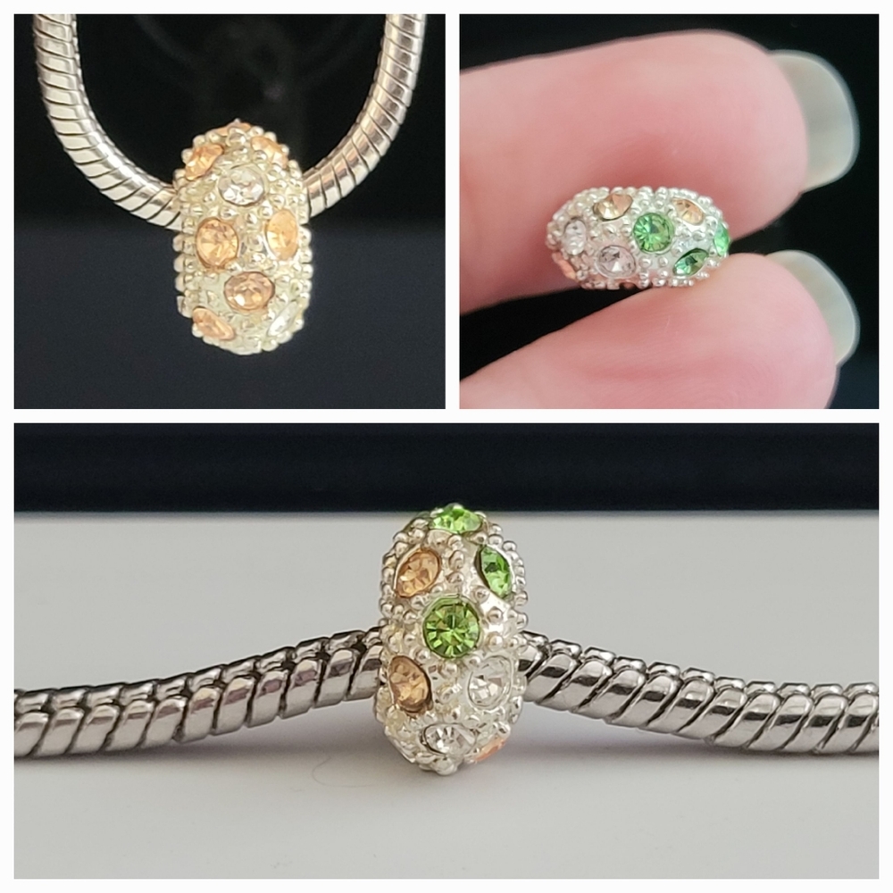 Zales Crystal Charm | Pandora-Style Charm | Green, Peach, Clear Crystals